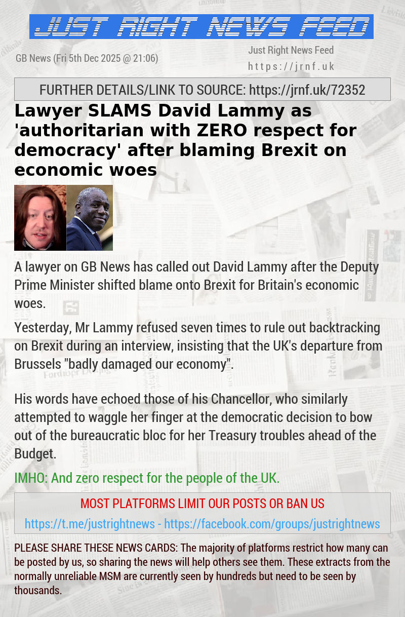 Lawyer SLAMS David Lammy as ’authoritarian with ZERO respect for democracy’ after blaming Brexit on economic woes