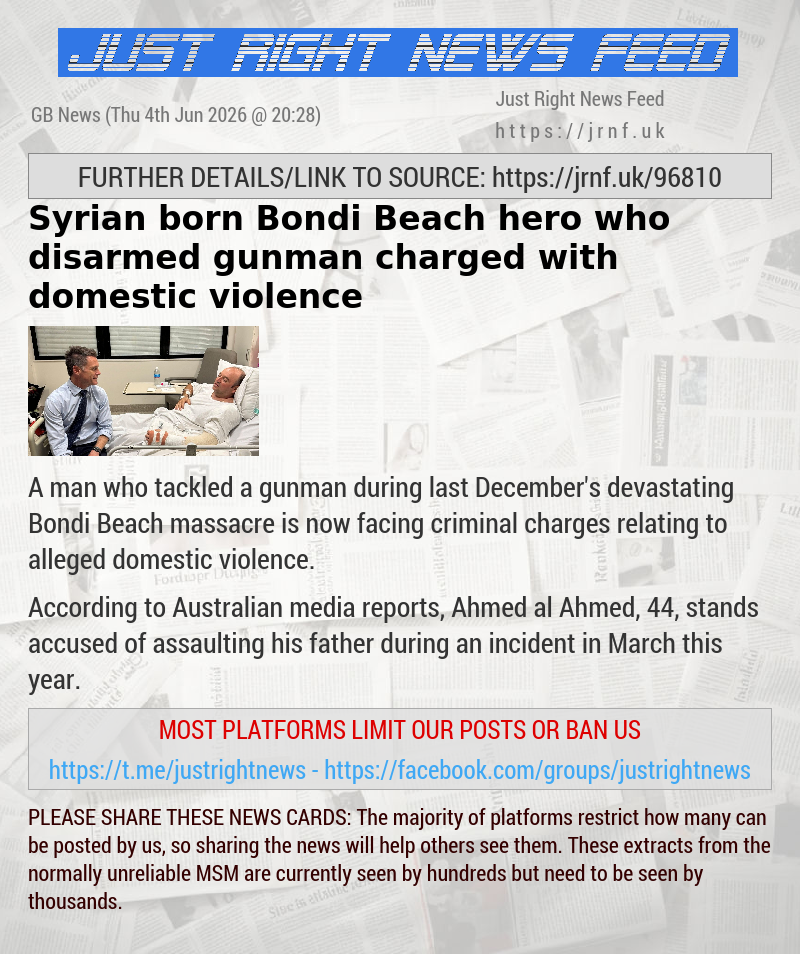 Syrian—born Bondi Beach hero who disarmed gunman charged with domestic violence