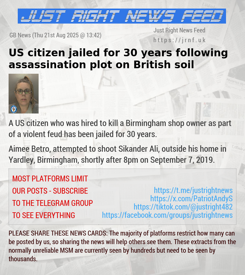US citizen jailed for 30 years following assassination plot on British soil