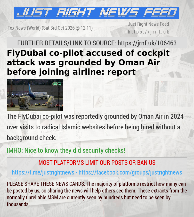 FlyDubai co—pilot accused of cockpit attack was grounded by Oman Air before joining airline: report