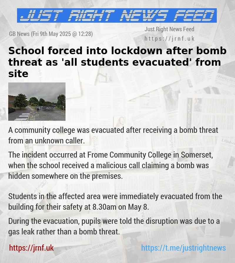 School forced into lockdown after bomb threat as ’all students evacuated’ from site