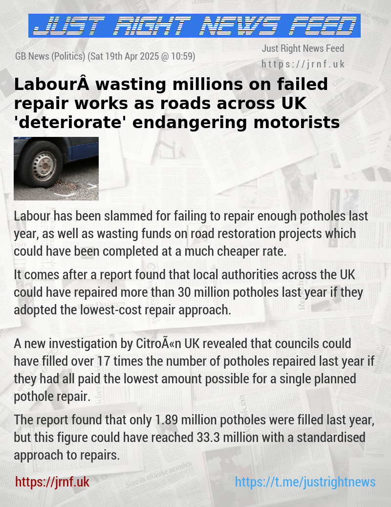 Labour wasting millions on failed repair works as roads across UK ’deteriorate’ endangering motorists