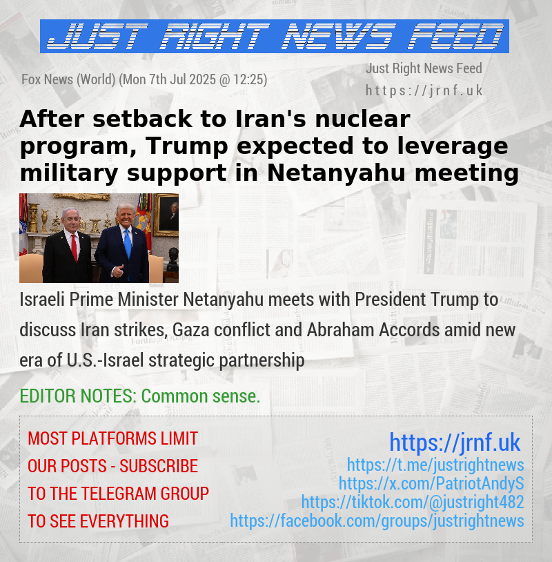 After setback to Iran’s nuclear program, Trump expected to leverage military support in Netanyahu meeting