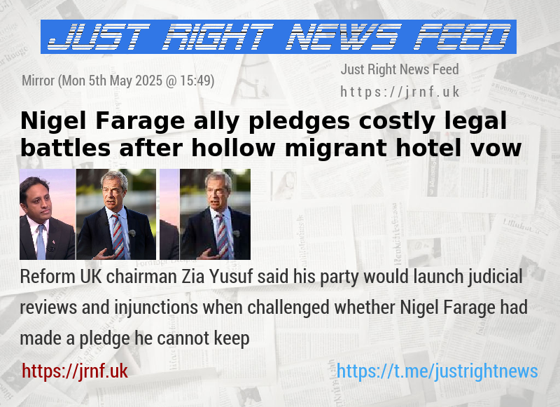 Nigel Farage ally pledges costly legal battles after hollow migrant hotel vow
