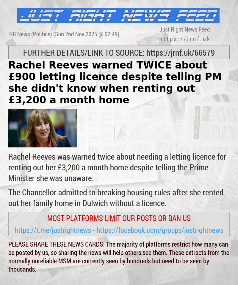 Rachel Reeves warned TWICE about £900 letting licence despite telling PM she didn’t know when renting out £3,200 a month home