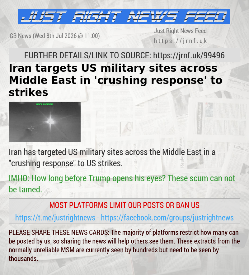 Iran targets US military sites across Middle East in ‘crushing response’ to strikes