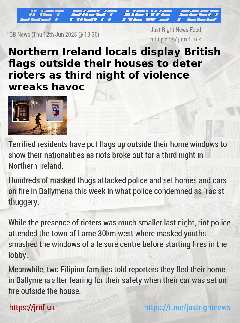 Northern Ireland locals display British flags outside their houses to deter rioters as third night of violence wreaks havoc