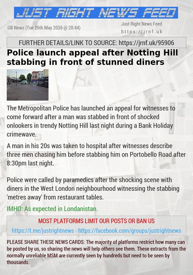 Police launch appeal after Notting Hill stabbing in front of stunned diners