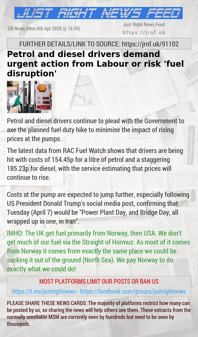 Petrol and diesel drivers demand urgent action from Labour or risk ’fuel disruption’