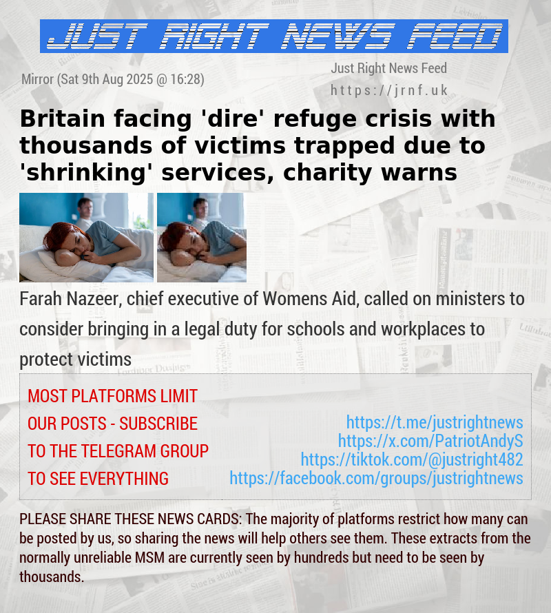 Britain facing ’dire’ refuge crisis with thousands of victims trapped due to ’shrinking’ services, charity warns