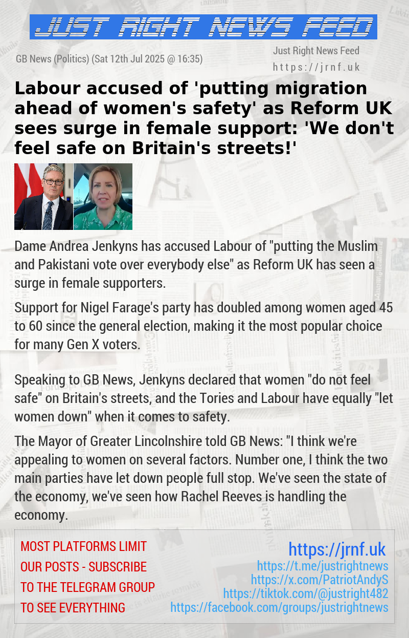 Labour accused of ’putting migration ahead of women’s safety’ as Reform UK sees surge in female support: ’We don’t feel safe on Britain’s streets!’