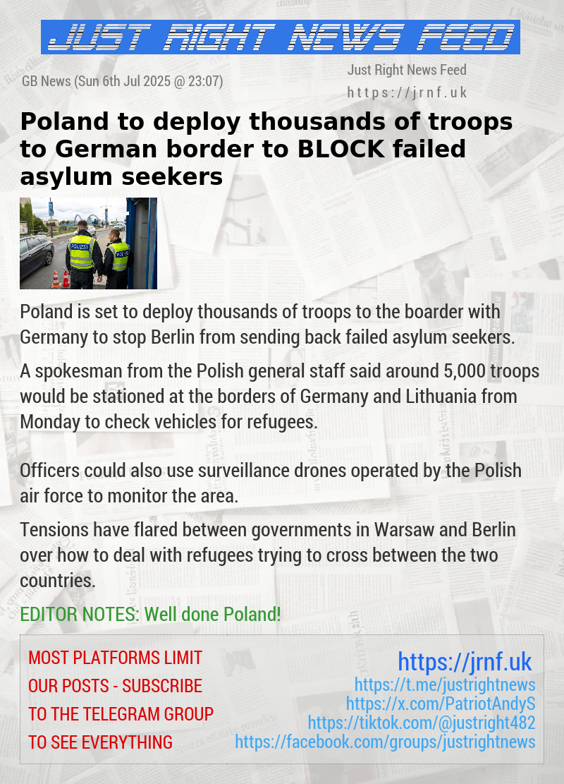Poland to deploy thousands of troops to German border to BLOCK failed asylum seekers