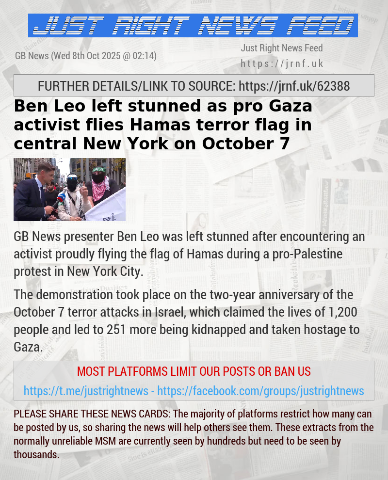Ben Leo left stunned as pro—Gaza activist flies Hamas terror flag in central New York — on October 7