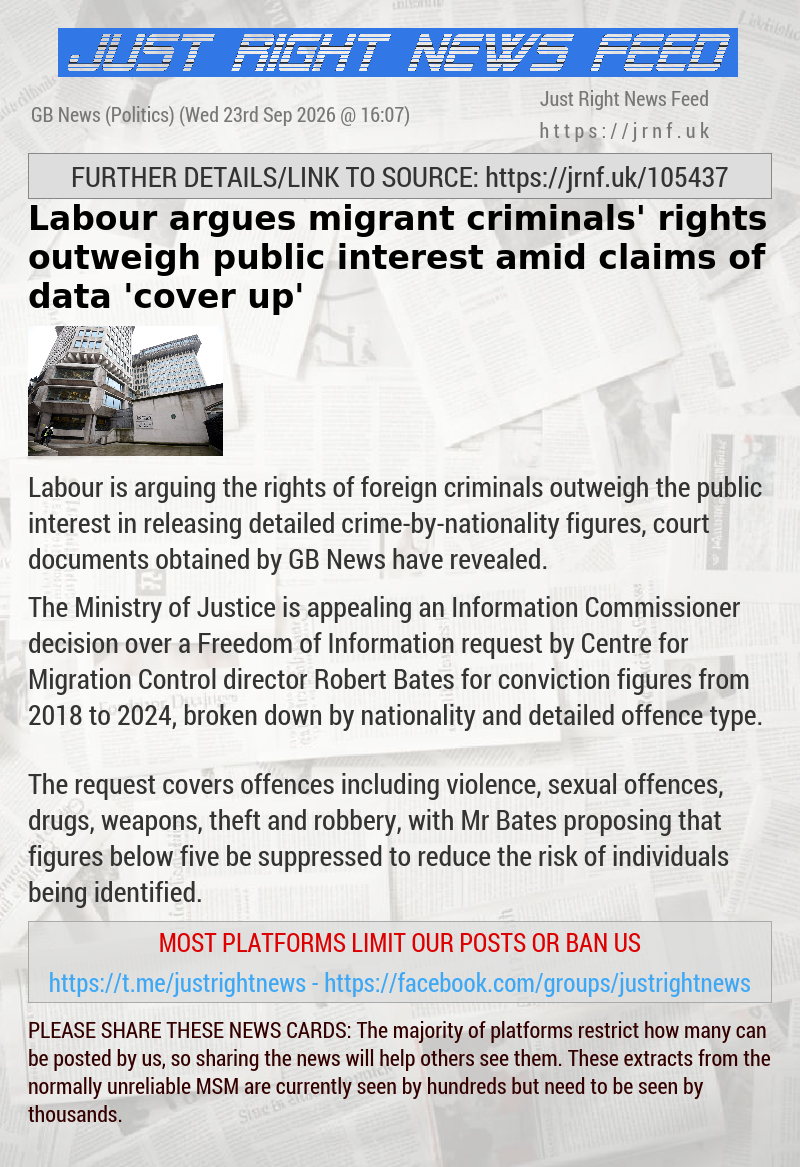 Labour argues migrant criminals’ rights outweigh public interest amid claims of data ’cover—up’