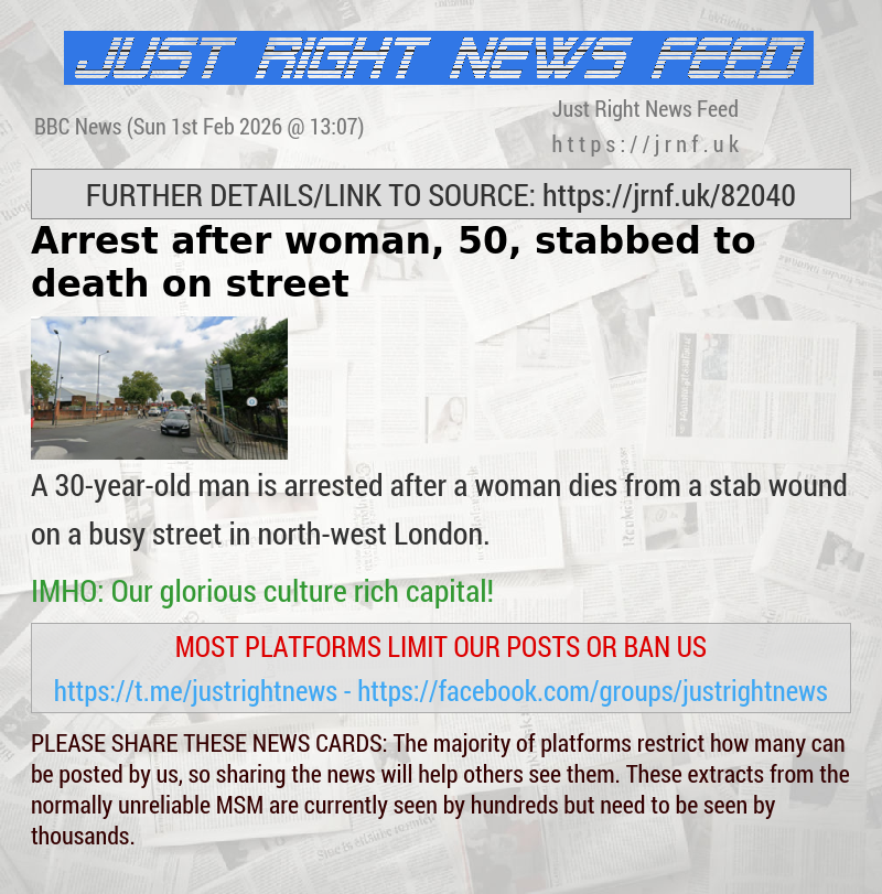 Arrest after woman, 50, stabbed to death on street