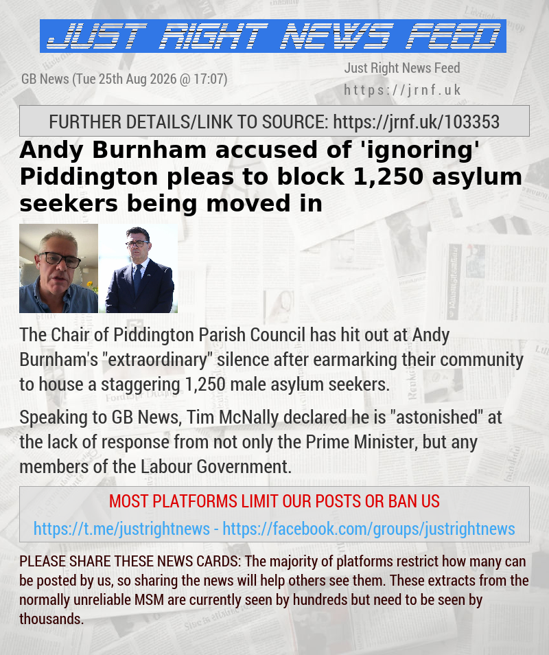 Andy Burnham accused of ’ignoring’ Piddington pleas to block 1,250 asylum seekers being moved in