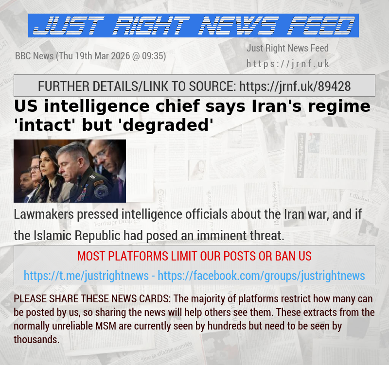 US intelligence chief says Iran’s regime ’intact’ but ’degraded’