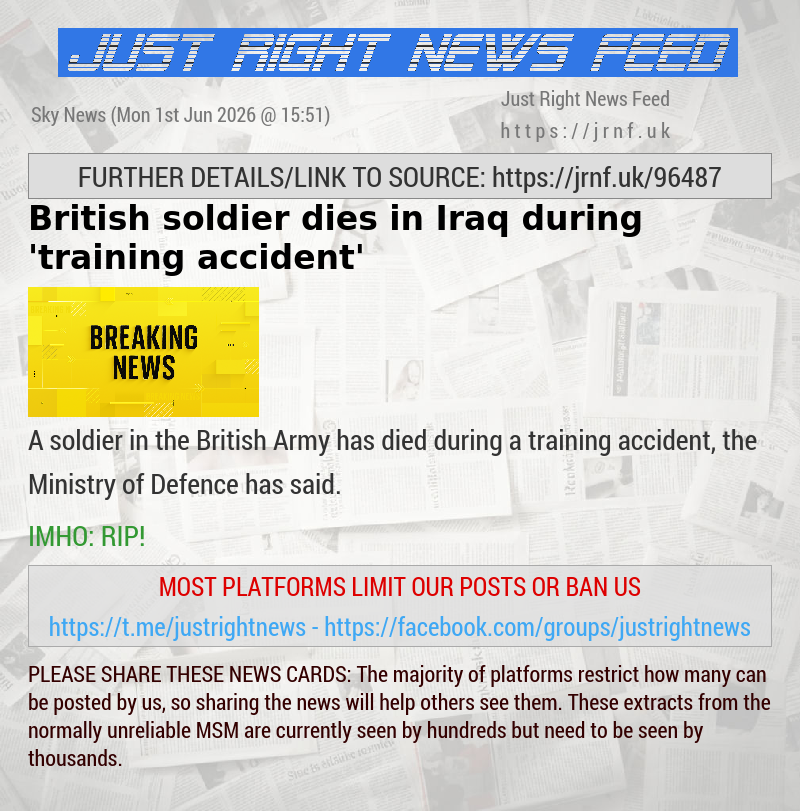 British soldier dies in Iraq during ’training accident’