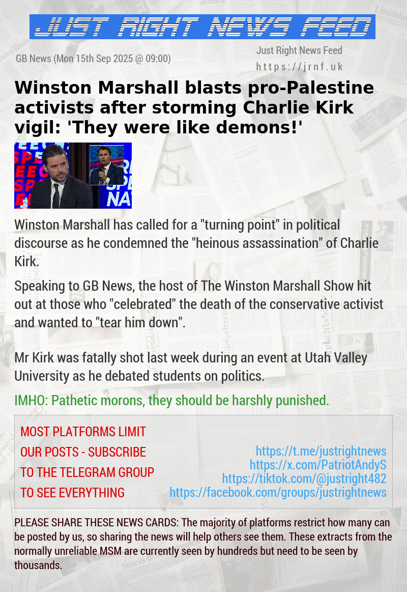 Winston Marshall blasts pro—Palestine activists after storming Charlie Kirk vigil: ’They were like demons!’