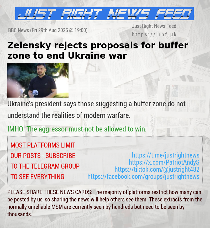 Zelensky rejects proposals for buffer zone to end Ukraine war