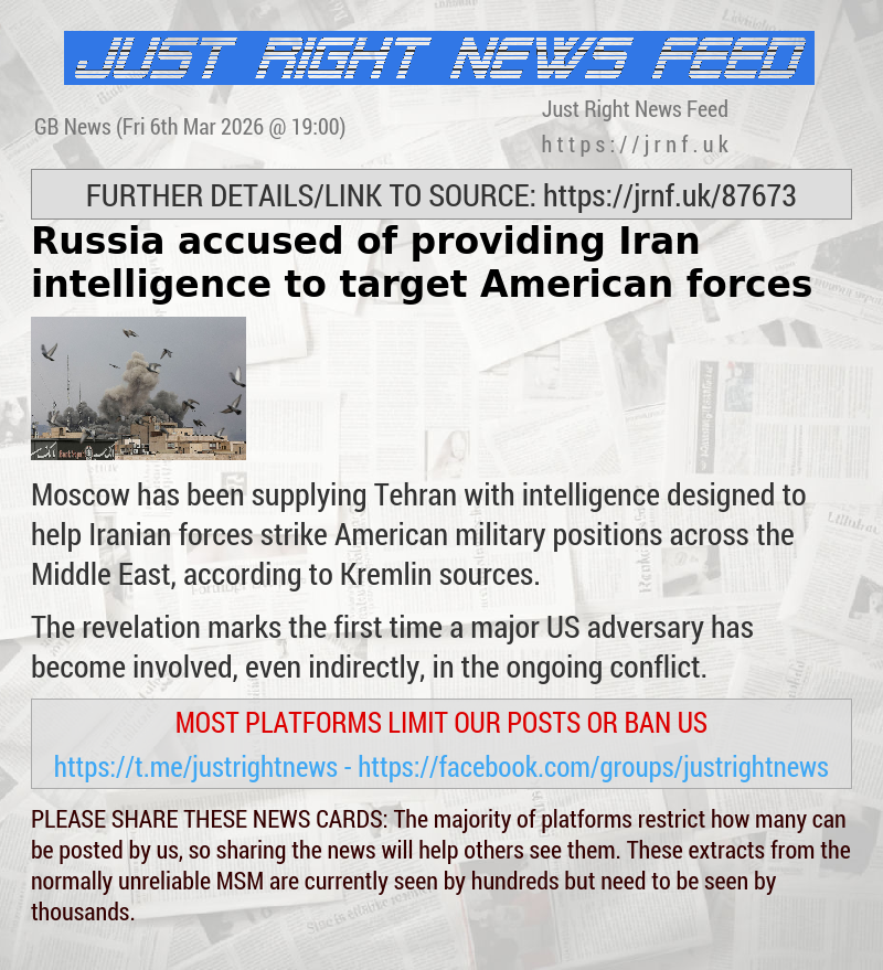 Russia accused of providing Iran intelligence to target American forces