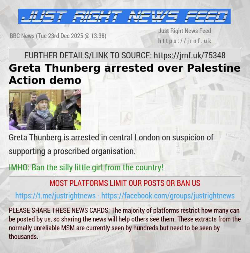Greta Thunberg arrested over Palestine Action demo