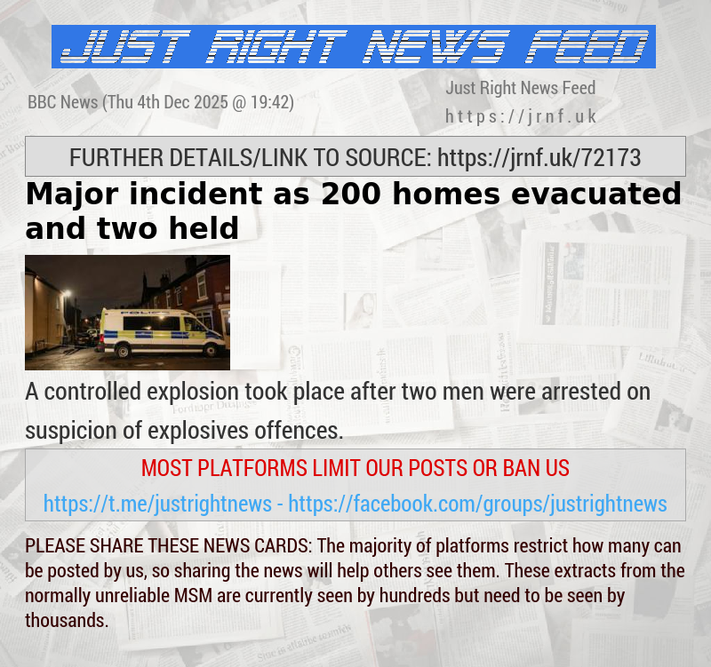 Major incident as 200 homes evacuated and two held