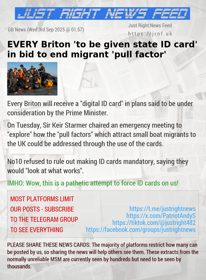EVERY Briton ’to be given state ID card’ in bid to end migrant ’pull factor’