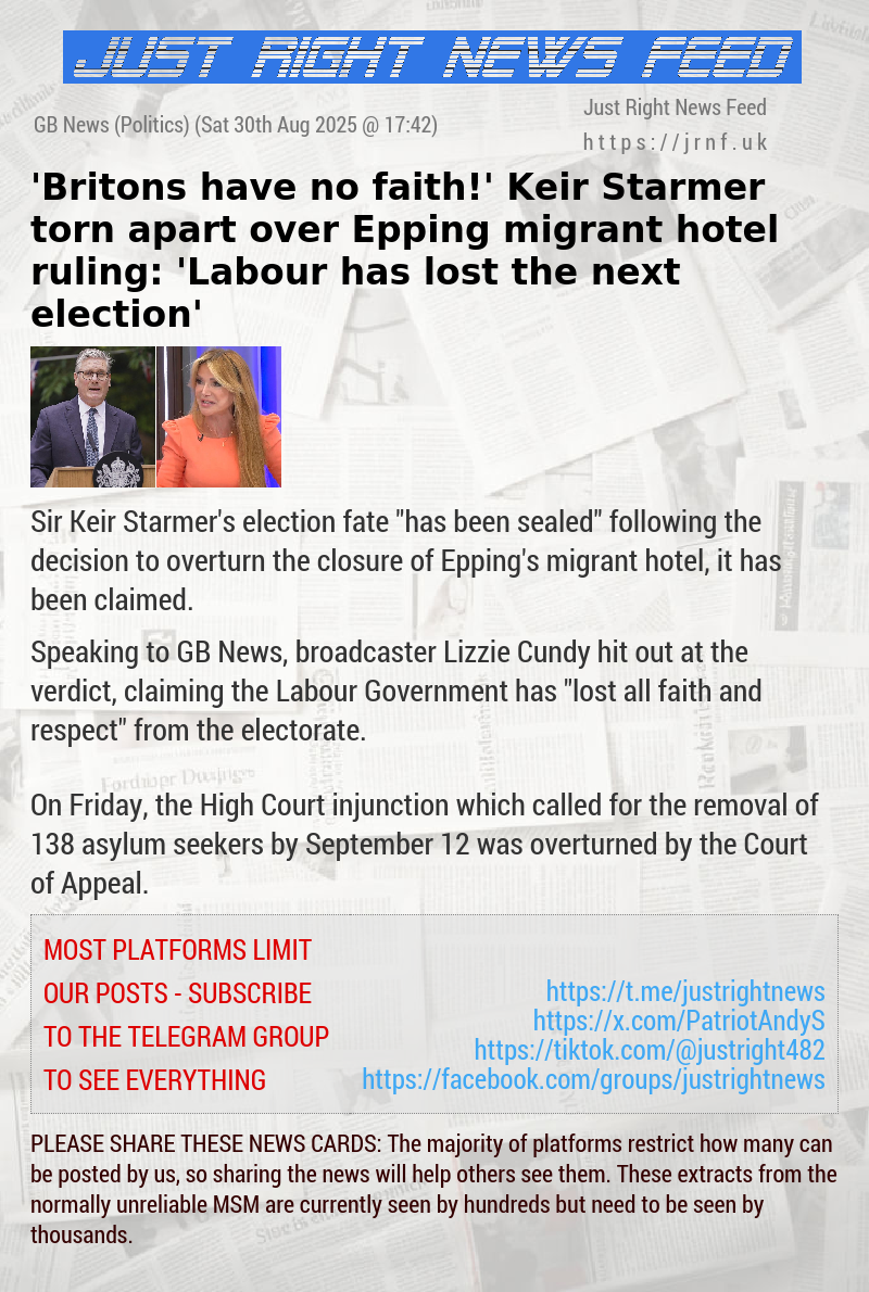 ’Britons have no faith!’ Keir Starmer torn apart over Epping migrant hotel ruling: ’Labour has lost the next election’
