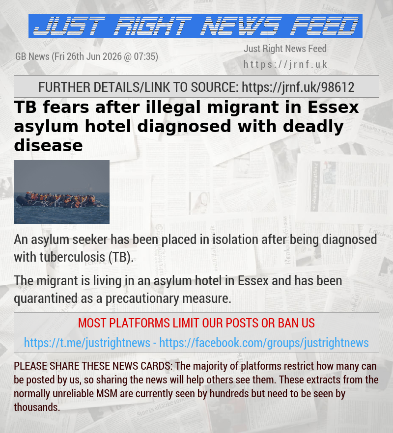 TB fears after illegal migrant in Essex asylum hotel diagnosed with deadly disease