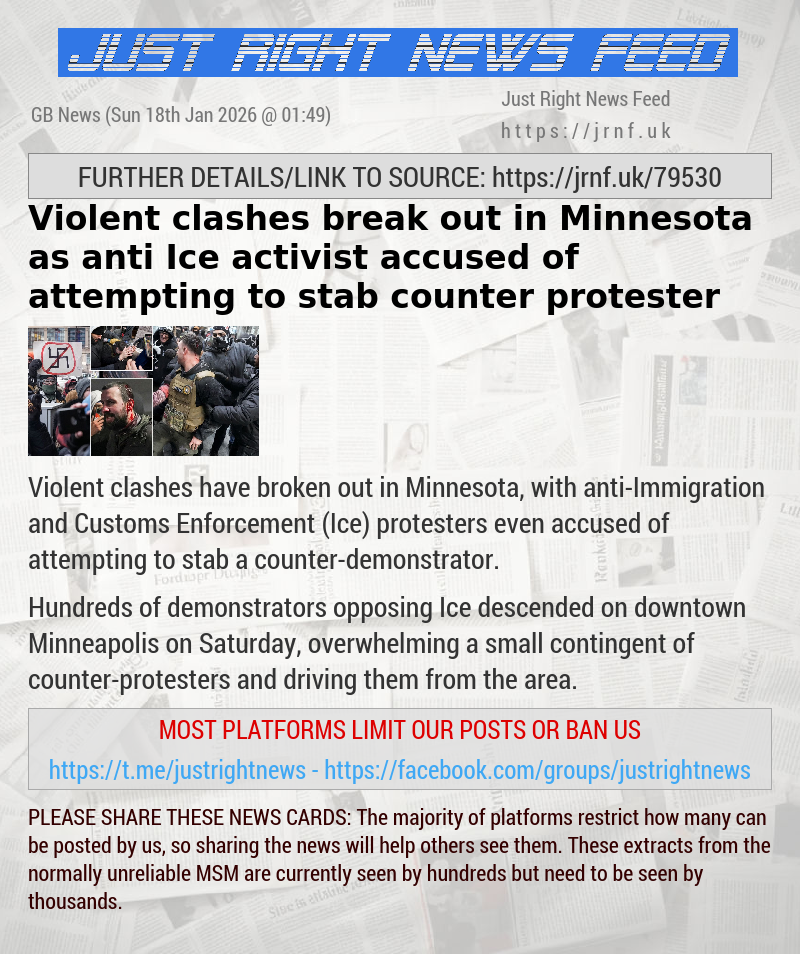 Violent clashes break out in Minnesota as anti—Ice activist accused of attempting to stab counter—protester