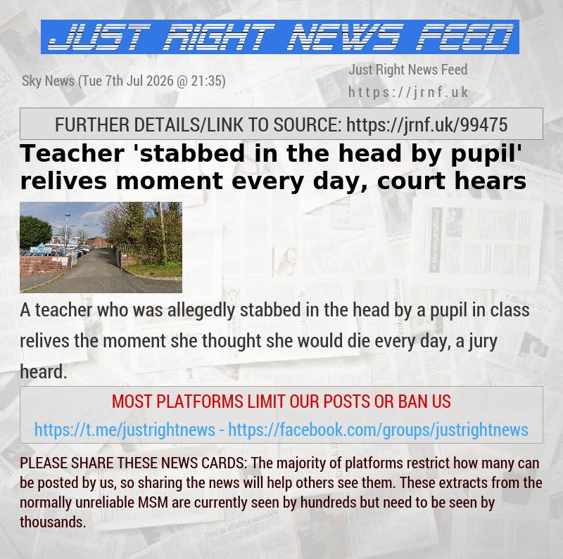 Teacher ’stabbed in the head by pupil’ relives moment every day, court hears