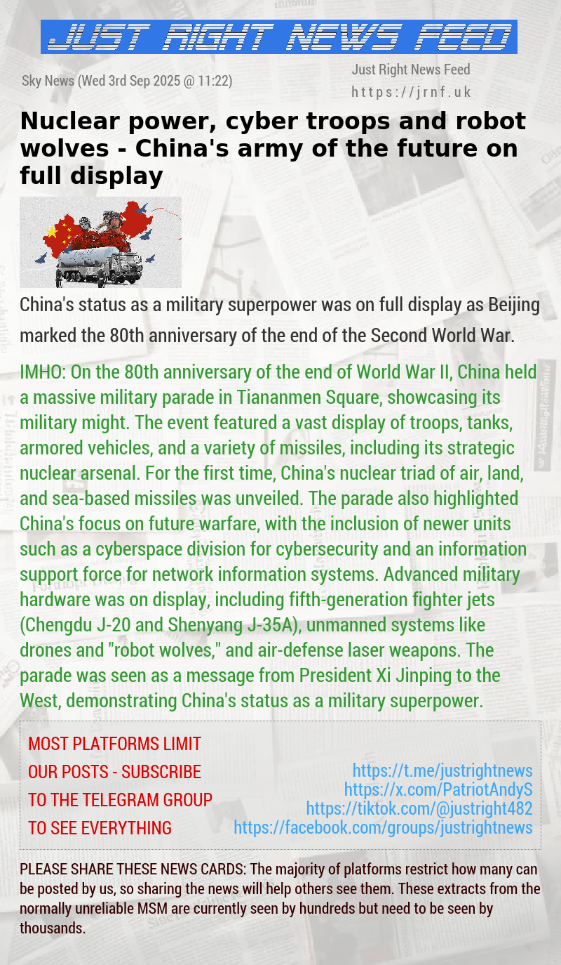 Nuclear power, cyber troops and robot wolves — China’s army of the future on full display