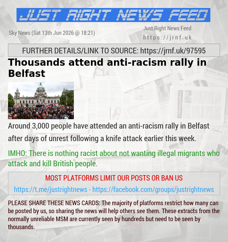 Thousands attend anti—racism rally in Belfast