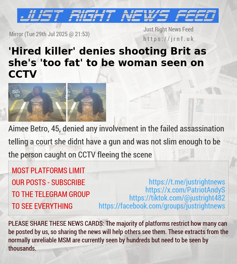 ’Hired killer’ denies shooting Brit as she’s ’too fat’ to be woman seen on CCTV