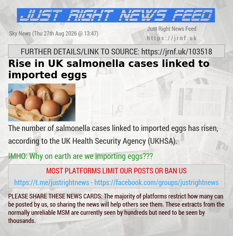 Rise in UK salmonella cases linked to imported eggs