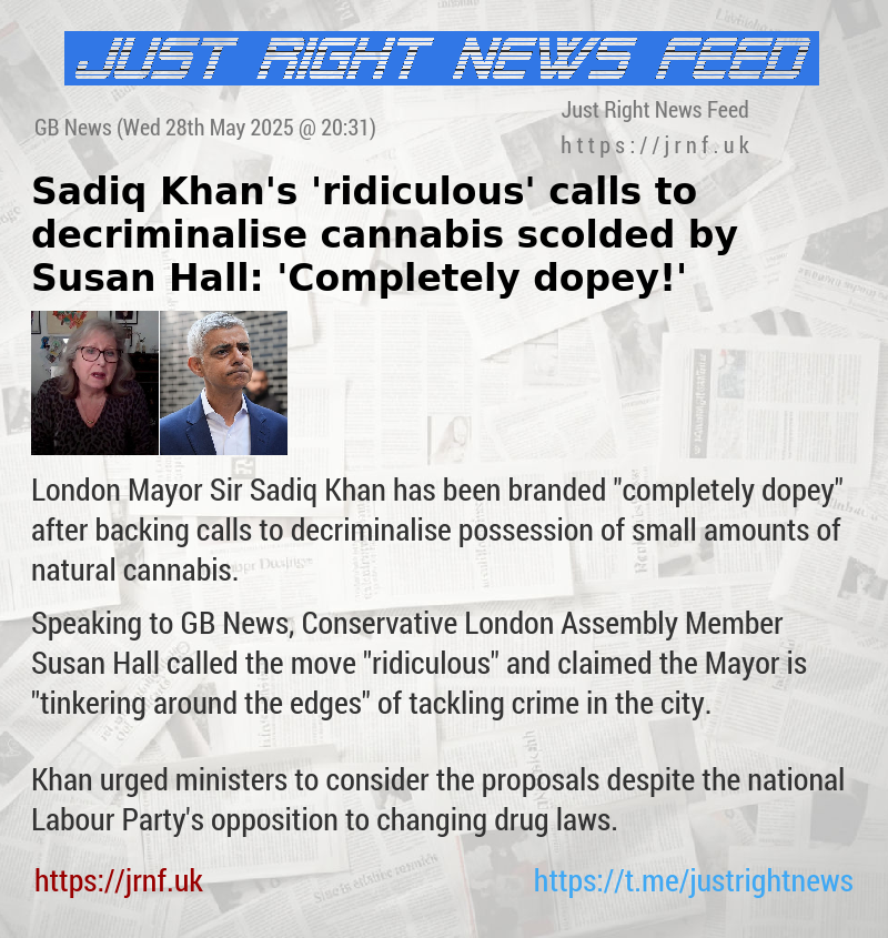 Sadiq Khan’s ’ridiculous’ calls to decriminalise cannabis scolded by Susan Hall: ’Completely dopey!’