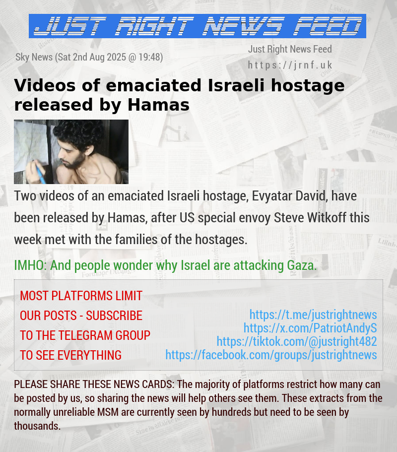 Videos of emaciated Israeli hostage released by Hamas