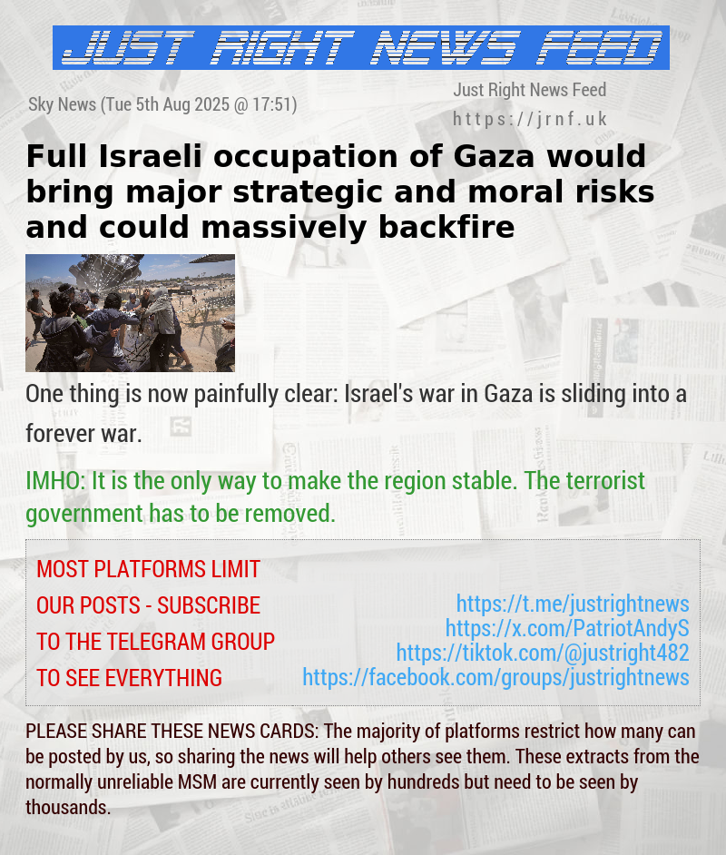 Full Israeli occupation of Gaza would bring major strategic and moral risks and could massively backfire