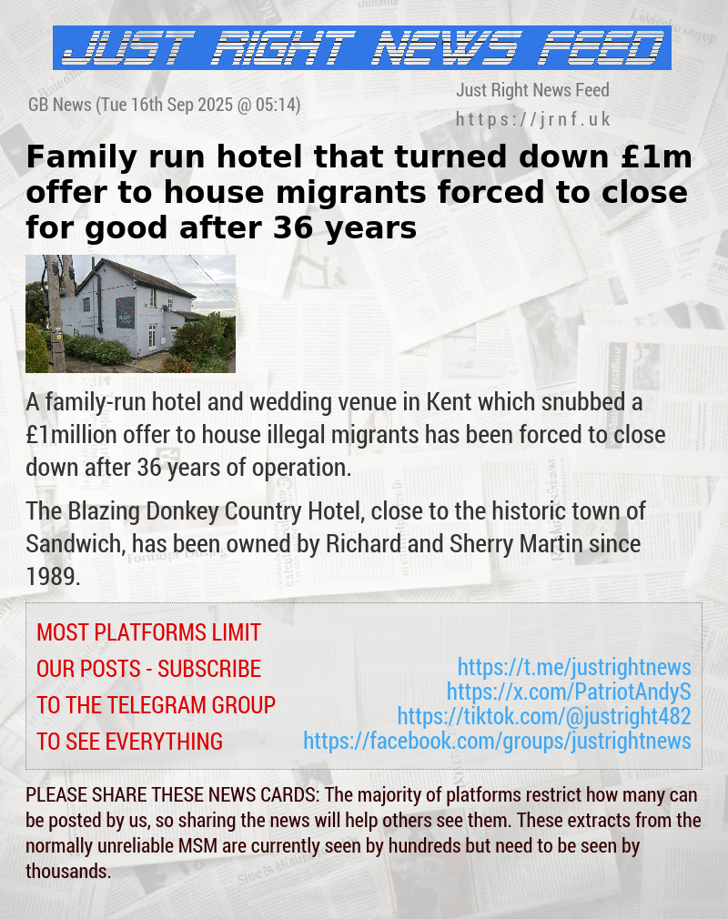 Family—run hotel that turned down £1m offer to house migrants forced to close for good after 36 years