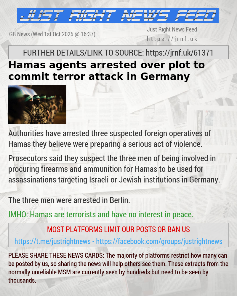 Hamas agents arrested over plot to commit terror attack in Germany