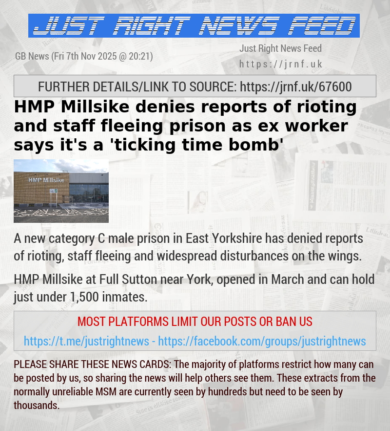 HMP Millsike denies reports of rioting and staff fleeing prison as ex—worker says it’s a ’ticking time bomb’