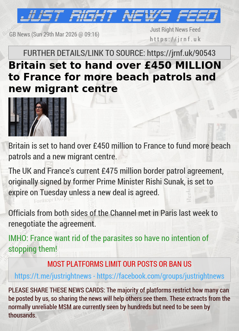 Britain set to hand over &pound;450 MILLION to France for more beach patrols and new migrant centre