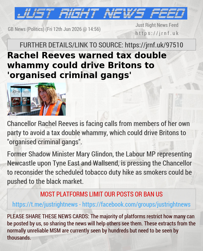 Rachel Reeves warned tax double whammy could drive Britons to ’organised criminal gangs’