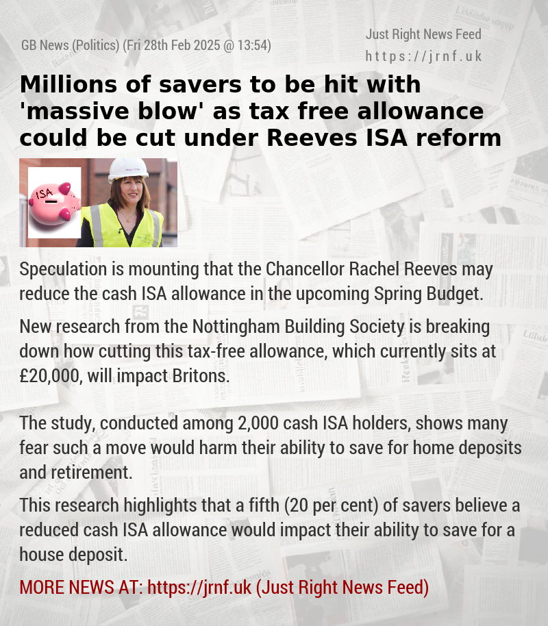 Millions of savers to be hit with ’massive blow’ as tax—free allowance could be cut under Reeves ISA reform