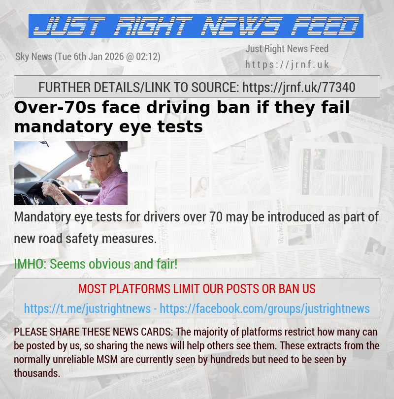 Over—70s face driving ban if they fail mandatory eye tests