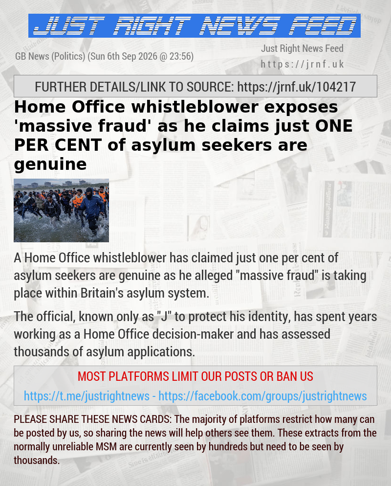 Home Office whistleblower exposes ’massive fraud’ as he claims just ONE PER CENT of asylum seekers are genuine
