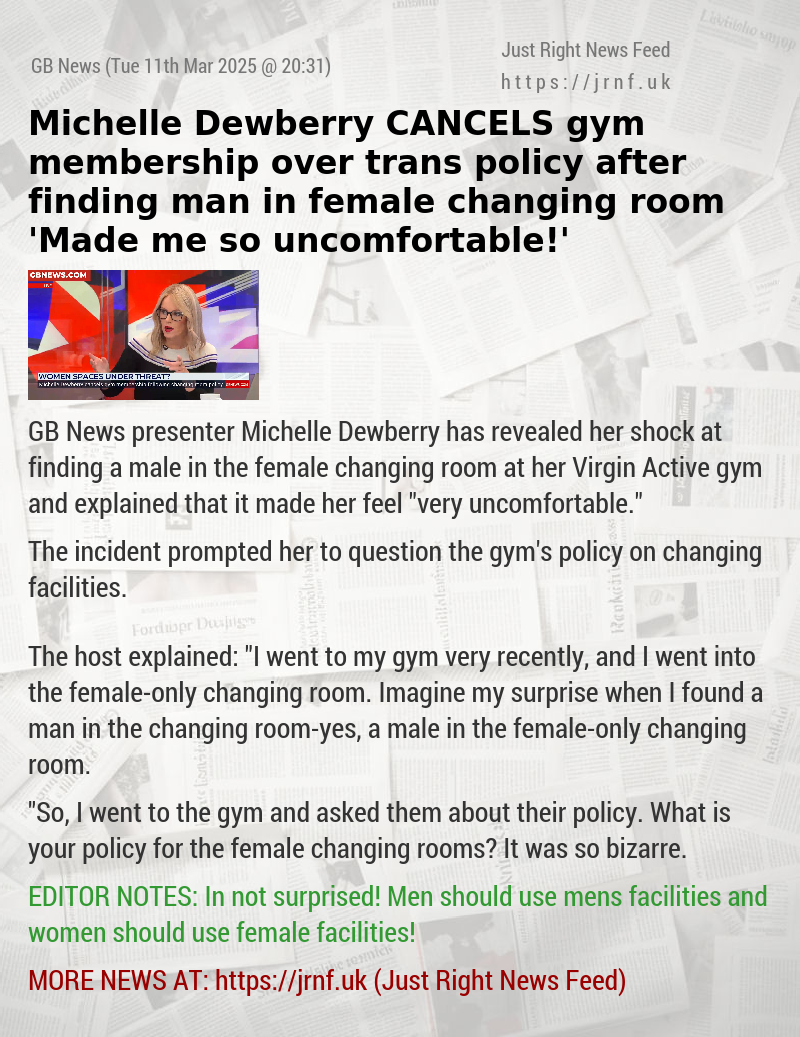 Michelle Dewberry CANCELS gym membership over trans policy after finding man in female changing room — ’Made me so uncomfortable!’