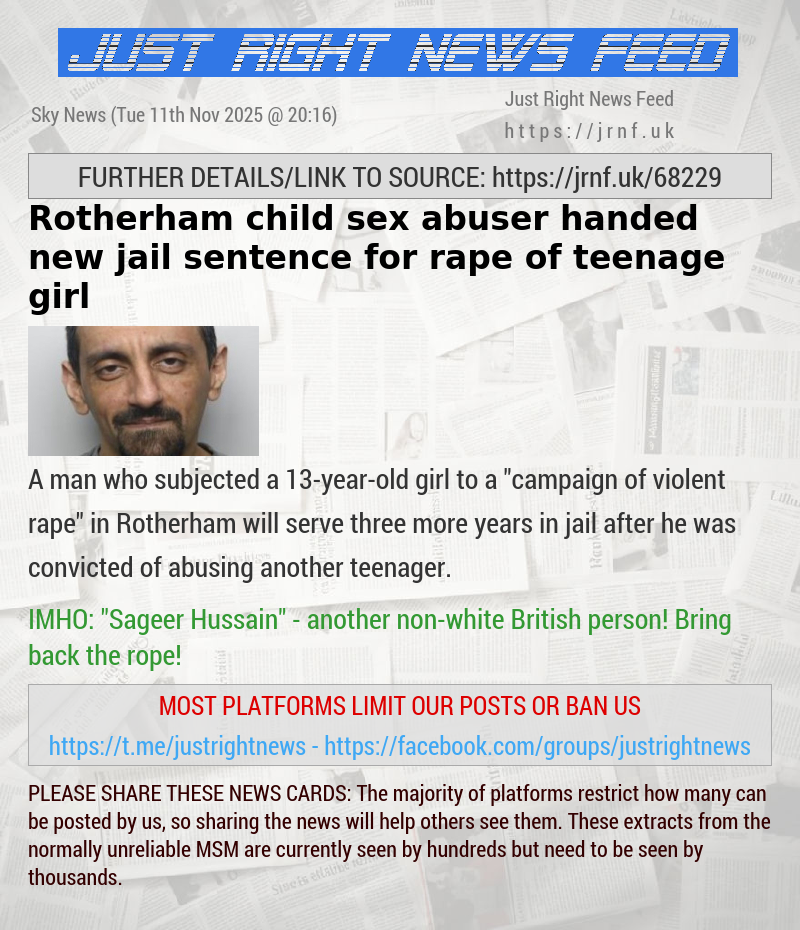 Rotherham child sex abuser handed new jail sentence for rape of teenage girl