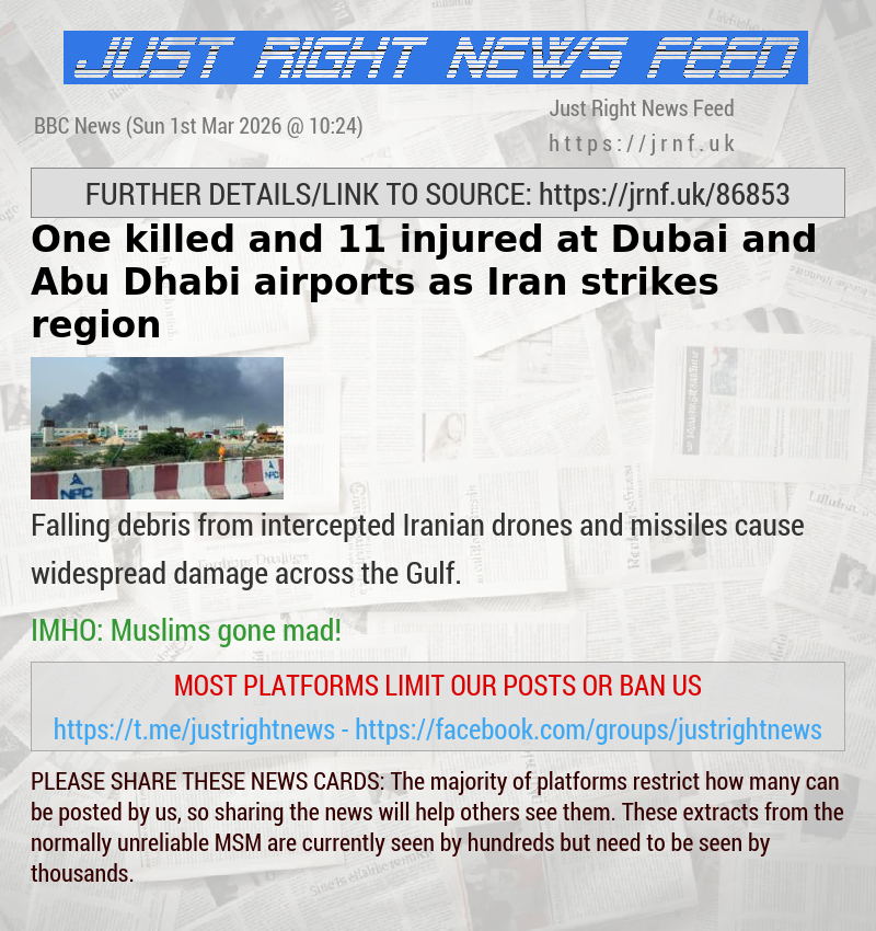One killed and 11 injured at Dubai and Abu Dhabi airports as Iran strikes region